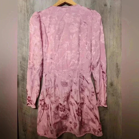 Aritzia Wilfred Callie Mini Wrap Satin Pink Floral Dress Size XS Women's - Picture 11 of 13